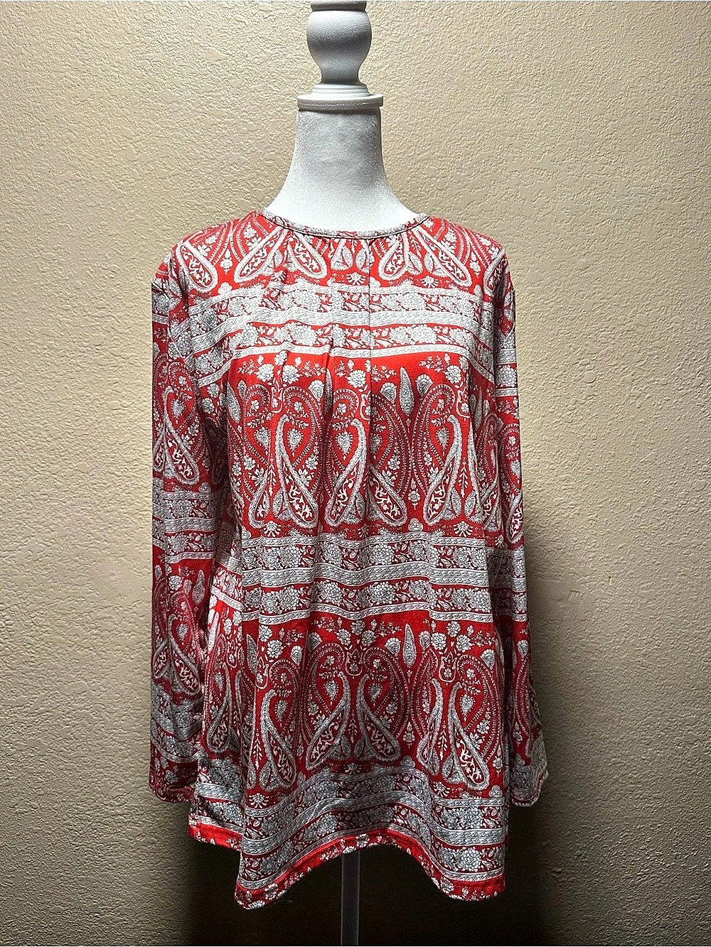 N.E. Limited Paisley Park Paisley Tunic in Red & White XL NWT